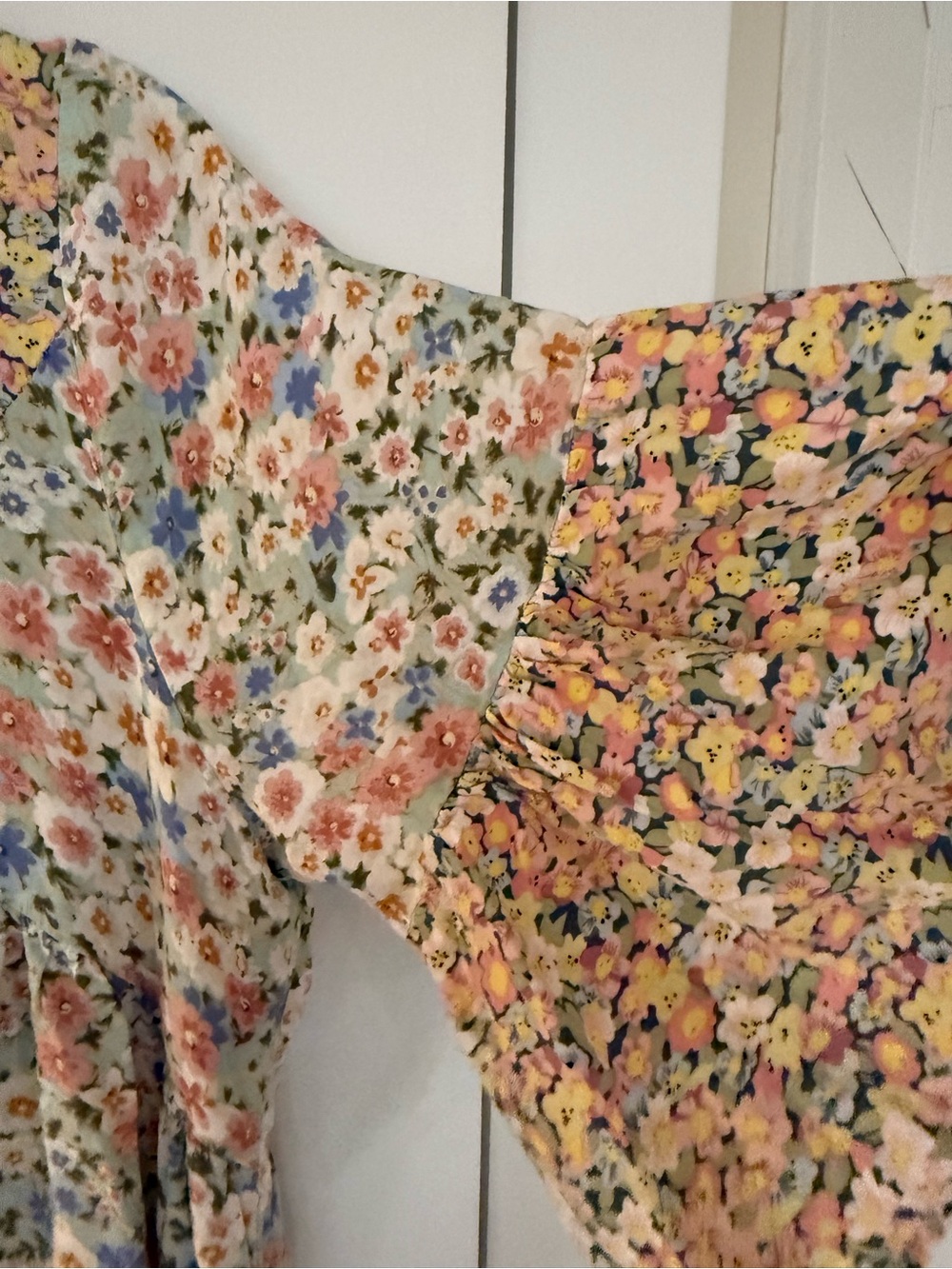 Umgee Floral Ruffle Tunic Dress in Yellow, Blue, Green - Picture 3 of 4